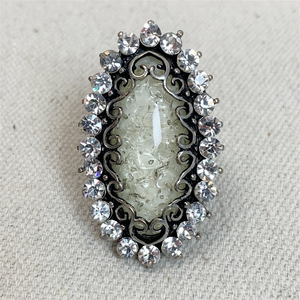 Rhinestone and lucite Stretch statement cocktail ring